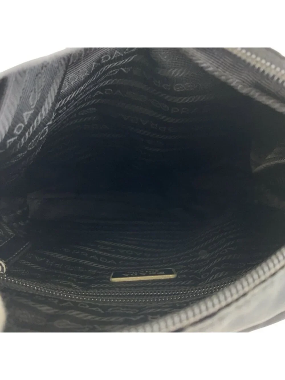 Prada Tessuto Black Silver Nylon Shoulder Bag Pochette